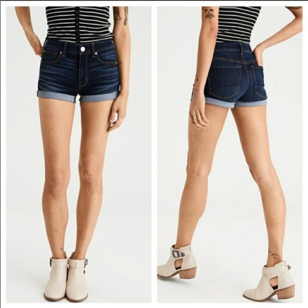 American Eagle Hi-Rise Shortie Dark Wash Shorts